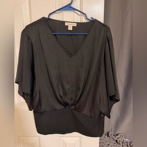 Coldwater Creek Black Draped V-Neck Top
